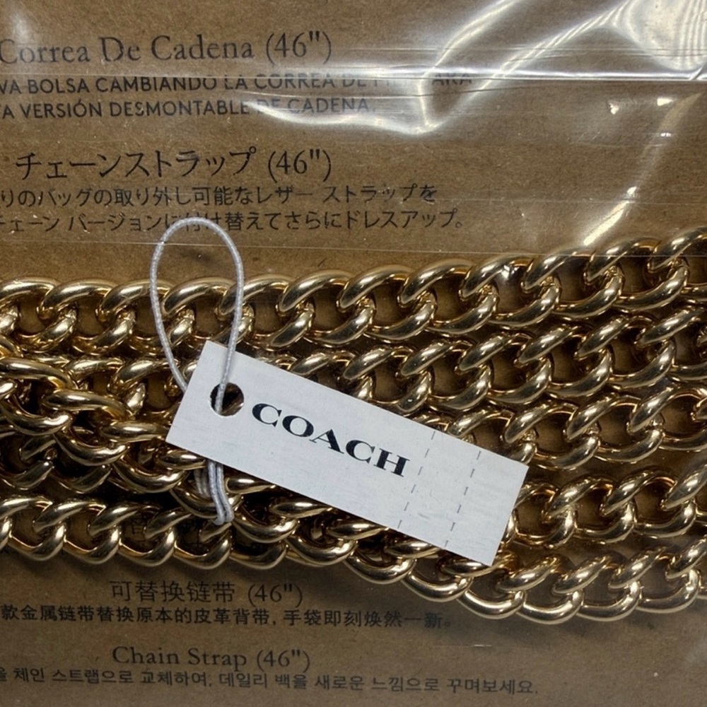 Coach Gold Chain Strap 46” Replacement Strap NWT - Picture 3 of 4